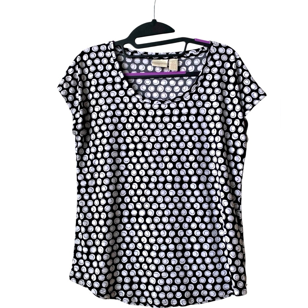 Chico's Black and White Polka Dot like Short Sleeve Top